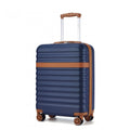 Kono 20 Inch Stylish Lightweight Hard Shell ABS+PC Cabin Carry - On Suitcase with TSA Lock for Enhanced Security - Navy and Brown