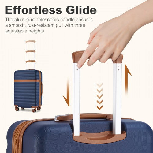 Kono 3 - Piece Expandable Luggage Set 20"/24"/28" Durable Hard Shell ABS+PC Suitcases with TSA Lock for Secure Travel - Navy and Brown