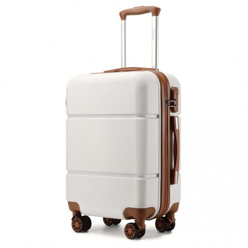 Kono 20 Inch Premium ABS Cabin Carry - On Suitcase with Secure Combination Lock for Effortless Travel - Cream And Brown