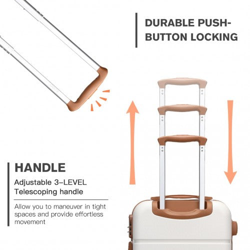 Kono 20 Inch Premium ABS Cabin Carry - On Suitcase with Secure Combination Lock for Effortless Travel - Cream And Brown