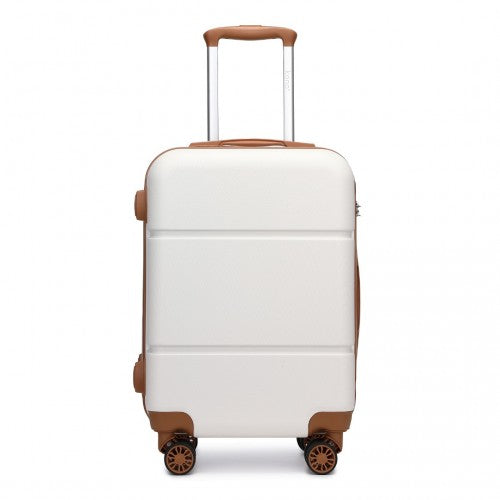 Kono 20 Inch Premium ABS Cabin Carry - On Suitcase with Secure Combination Lock for Effortless Travel - Cream And Brown