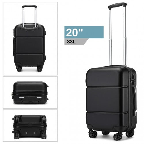 Kono 20 Inch Premium ABS Cabin Carry - On Suitcase with Secure Combination Lock for Effortless Travel - Black