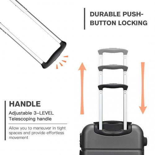 Kono 20 Inch Premium ABS Cabin Carry - On Suitcase with Secure Combination Lock for Effortless Travel - Grey and black