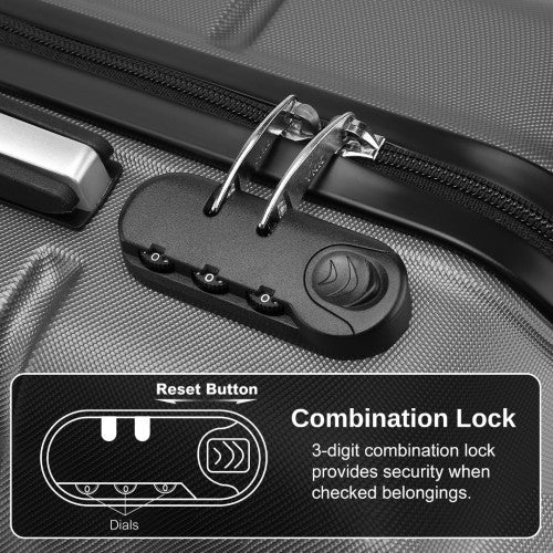 Kono 20 Inch Premium ABS Cabin Carry - On Suitcase with Secure Combination Lock for Effortless Travel - Grey and black