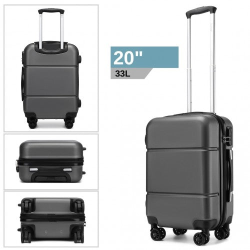 Kono 20 Inch Premium ABS Cabin Carry - On Suitcase with Secure Combination Lock for Effortless Travel - Grey and black
