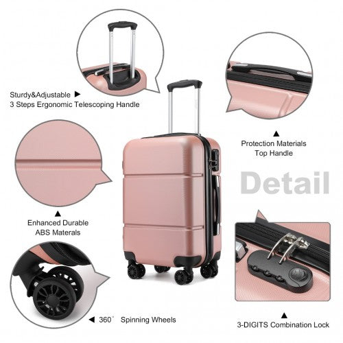 Kono 20 Inch Premium ABS Cabin Carry - On Suitcase with Secure Combination Lock for Effortless Travel - Nude and Black