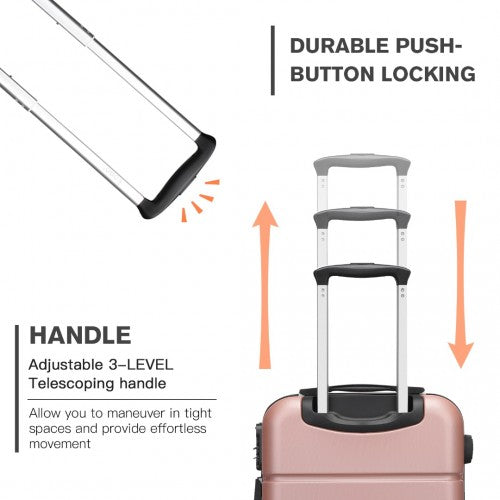 Kono 20 Inch Premium ABS Cabin Carry - On Suitcase with Secure Combination Lock for Effortless Travel - Nude and Black