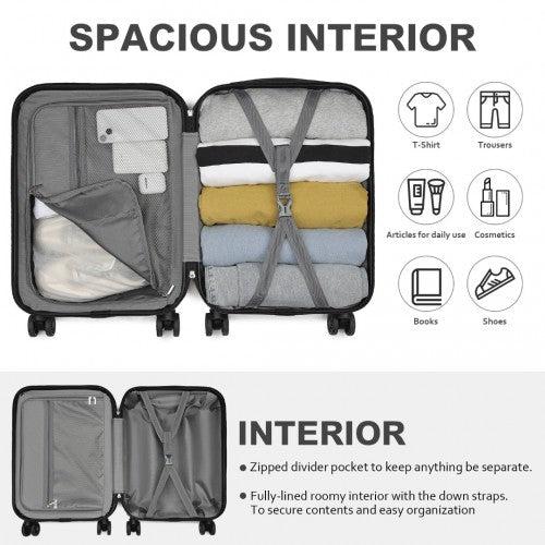 Kono 20 Inch Premium ABS Cabin Carry - On Suitcase with Secure Combination Lock for Effortless Travel - Nude and Black
