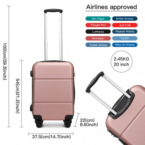 Kono 20 Inch Premium ABS Cabin Carry - On Suitcase with Secure Combination Lock for Effortless Travel - Nude and Black