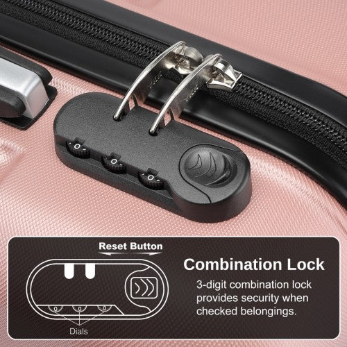 Kono 20 Inch Premium ABS Cabin Carry - On Suitcase with Secure Combination Lock for Effortless Travel - Nude and Black