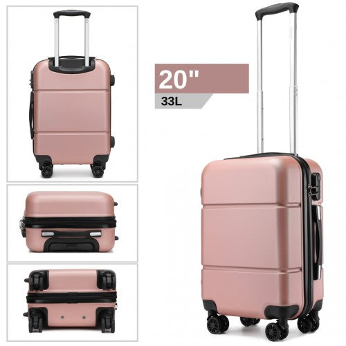 Kono 20 Inch Premium ABS Cabin Carry - On Suitcase with Secure Combination Lock for Effortless Travel - Nude and Black