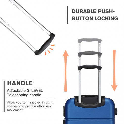 Kono 20 Inch Premium ABS Cabin Carry - On Suitcase with Secure Combination Lock for Effortless Travel - Navy and Black