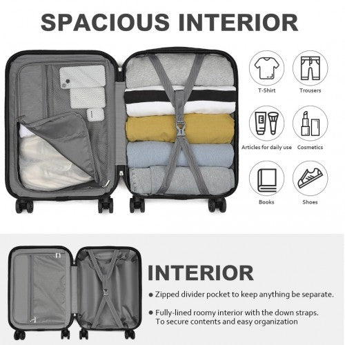 Kono 20 Inch Premium ABS Cabin Carry - On Suitcase with Secure Combination Lock for Effortless Travel - Navy and Black