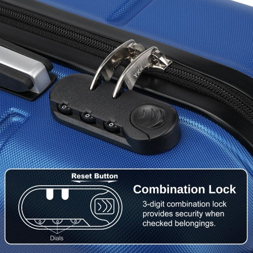 Kono 20 Inch Premium ABS Cabin Carry - On Suitcase with Secure Combination Lock for Effortless Travel - Navy and Black