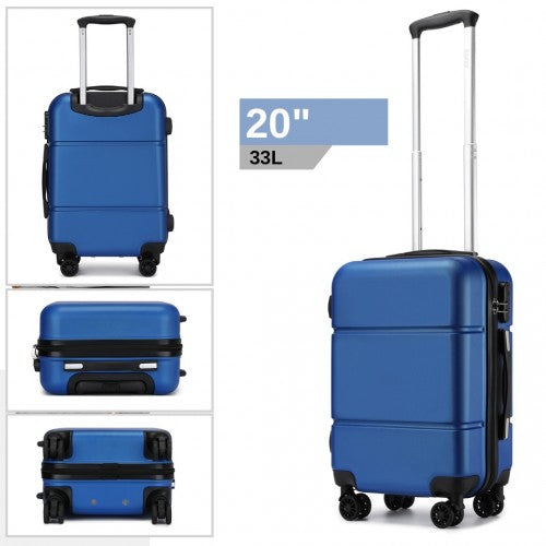 Kono 20 Inch Premium ABS Cabin Carry - On Suitcase with Secure Combination Lock for Effortless Travel - Navy and Black