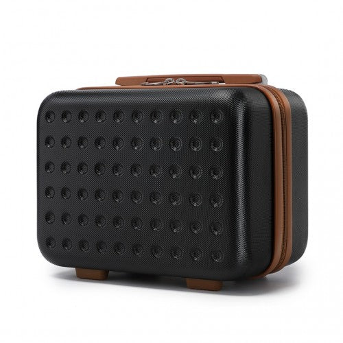 Kono Stylish ABS+PC 13 Inch Polka Dot Hard Shell Vanity Case - Black And Brown