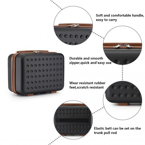 Kono Stylish ABS+PC 13 Inch Polka Dot Hard Shell Vanity Case - Black And Brown