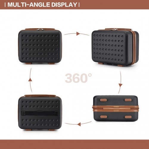 Kono Stylish ABS+PC 13 Inch Polka Dot Hard Shell Vanity Case - Black And Brown