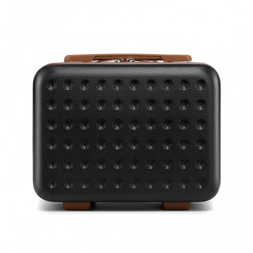 Kono Stylish ABS+PC 13 Inch Polka Dot Hard Shell Vanity Case - Black And Brown