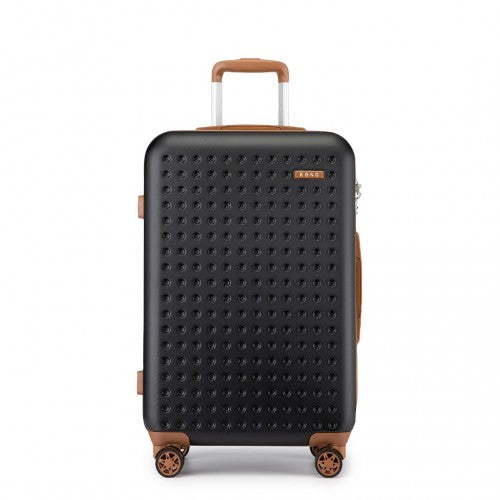 Kono Stylish ABS+PC 24 Inch Polka Dot Hard Shell Suitcase With TSA Lock - Black And Brown