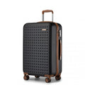 Kono Stylish ABS+PC 24 Inch Polka Dot Hard Shell Suitcase With TSA Lock - Black And Brown