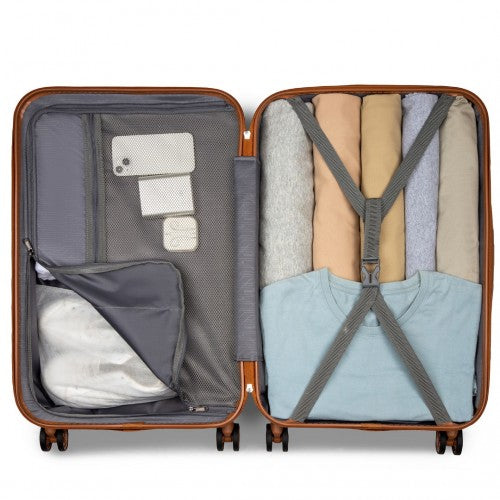 Kono Stylish ABS+PC 24 Inch Polka Dot Hard Shell Suitcase With TSA Lock - Black And Brown