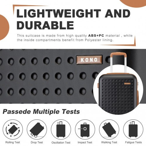 Kono Stylish ABS+PC 24 Inch Polka Dot Hard Shell Suitcase With TSA Lock - Black And Brown