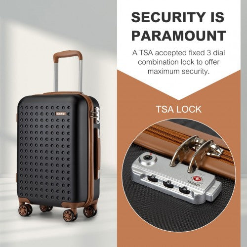 Kono Stylish ABS+PC 24 Inch Polka Dot Hard Shell Suitcase With TSA Lock - Black And Brown
