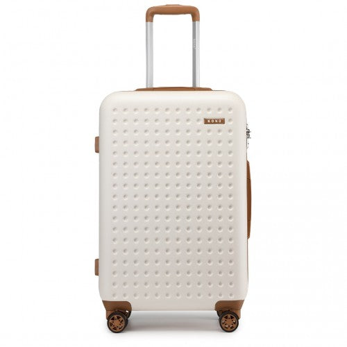 Kono Stylish ABS+PC 24 Inch Polka Dot Hard Shell Suitcase With TSA Lock - Cream And Brown