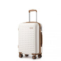 Kono Stylish ABS+PC 20 Inch Polka Dot Hard Shell Cabin Suitcase With TSA Lock - Cream And Brown