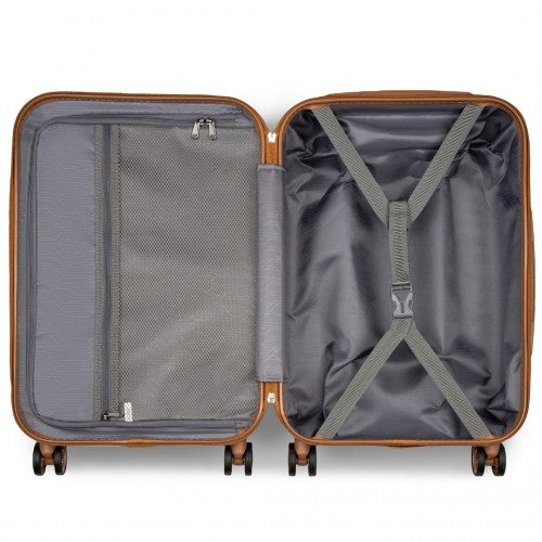 Kono Stylish ABS+PC 20 Inch Polka Dot Hard Shell Cabin Suitcase With TSA Lock - Cream And Brown