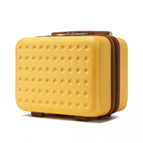 Kono Stylish ABS+PC 13 Inch Polka Dot Hard Shell Vanity Case - Yellow And Brown