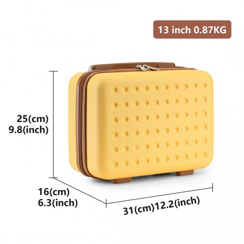 Kono Stylish ABS+PC 13 Inch Polka Dot Hard Shell Vanity Case - Yellow And Brown