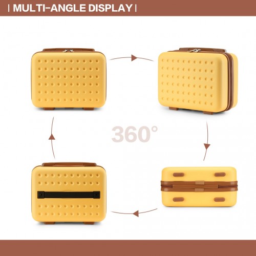 Kono Stylish ABS+PC 13 Inch Polka Dot Hard Shell Vanity Case - Yellow And Brown