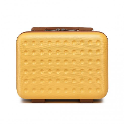 Kono Stylish ABS+PC 13 Inch Polka Dot Hard Shell Vanity Case - Yellow And Brown