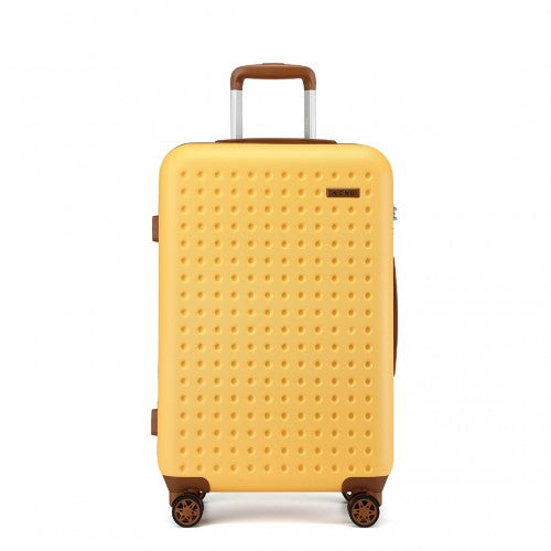 Kono Stylish ABS+PC 24 Inch Polka Dot Hard Shell Suitcase With TSA Lock - Yellow And Brown