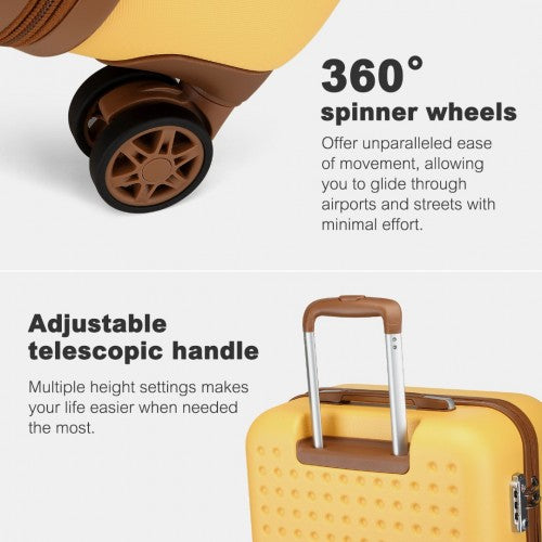 Kono Stylish ABS+PC 24 Inch Polka Dot Hard Shell Suitcase With TSA Lock - Yellow And Brown