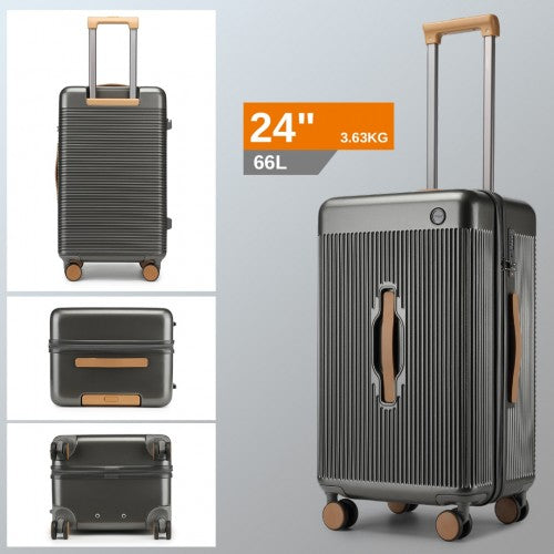 Kono 24 Inch Premium Hard Shell Check - In Suitcase Durable ABS and PC with TSA Lock and Multi - Handle Design for Effortless Travel - Grey And Brown
