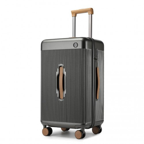 Kono 24 Inch Premium Hard Shell Check - In Suitcase Durable ABS and PC with TSA Lock and Multi - Handle Design for Effortless Travel - Grey And Brown