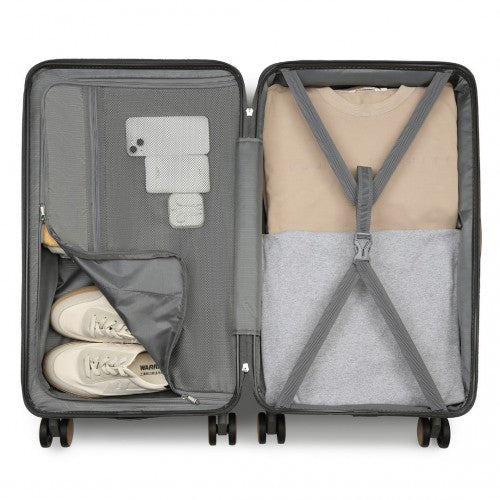 Kono 24 Inch Premium Hard Shell Check - In Suitcase Durable ABS and PC with TSA Lock and Multi - Handle Design for Effortless Travel - Grey And Brown