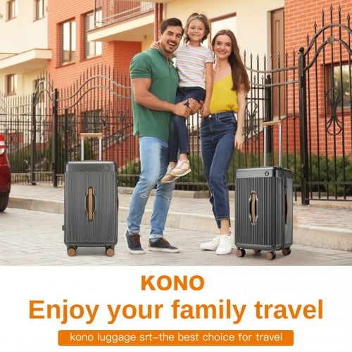 Kono 24 Inch Premium Hard Shell Check - In Suitcase Durable ABS and PC with TSA Lock and Multi - Handle Design for Effortless Travel - Grey And Brown