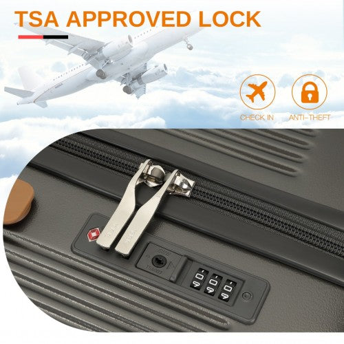 Kono 24 Inch Premium Hard Shell Check - In Suitcase Durable ABS and PC with TSA Lock and Multi - Handle Design for Effortless Travel - Grey And Brown