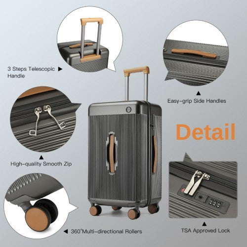 Kono 24 Inch Premium Hard Shell Check - In Suitcase Durable ABS and PC with TSA Lock and Multi - Handle Design for Effortless Travel - Grey And Brown