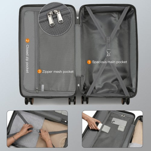 Kono 24 Inch Premium Hard Shell Check - In Suitcase Durable ABS and PC with TSA Lock and Multi - Handle Design for Effortless Travel - Grey And Brown