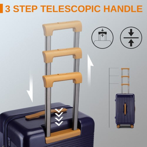 Kono 24 Inch Premium Hard Shell Check - In Suitcase Durable ABS and PC with TSA Lock and Multi - Handle Design for Effortless Travel - Navy And Brown