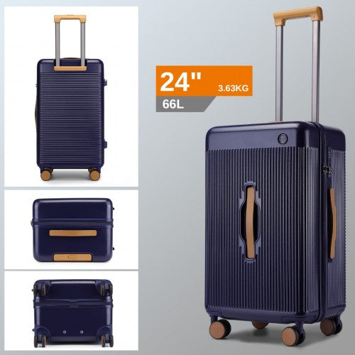 Kono 24 Inch Premium Hard Shell Check - In Suitcase Durable ABS and PC with TSA Lock and Multi - Handle Design for Effortless Travel - Navy And Brown