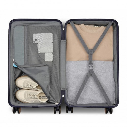 Kono 24 Inch Premium Hard Shell Check - In Suitcase Durable ABS and PC with TSA Lock and Multi - Handle Design for Effortless Travel - Navy And Brown