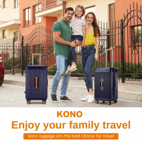 Kono 24 Inch Premium Hard Shell Check - In Suitcase Durable ABS and PC with TSA Lock and Multi - Handle Design for Effortless Travel - Navy And Brown