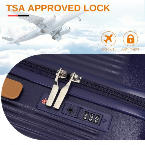 Kono 24 Inch Premium Hard Shell Check - In Suitcase Durable ABS and PC with TSA Lock and Multi - Handle Design for Effortless Travel - Navy And Brown