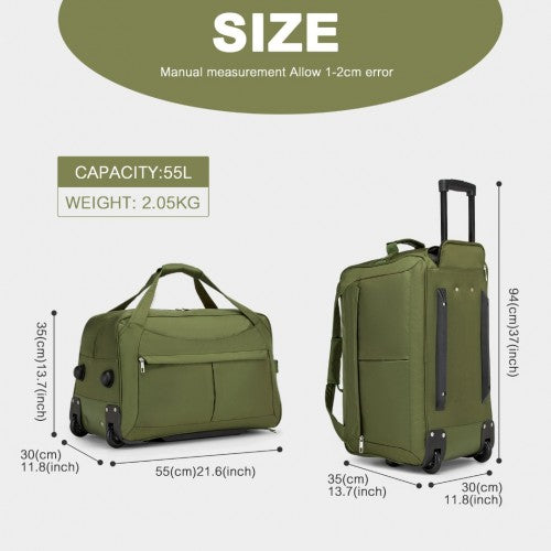 Kono Durable Folding Travel Trolley Bag with Enhanced Features and Multi Compartment - Green